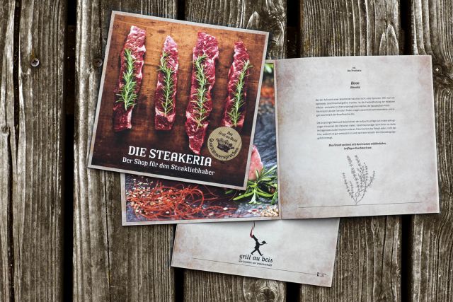 Broschüre und Flyer für Steakhouse und Restaurant Grill au Bois