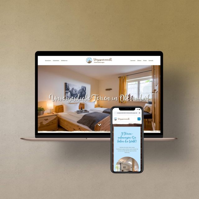 Websitegestaltung für die Ferienwohnungen Vergissmeinnicht in Oberaudorf
