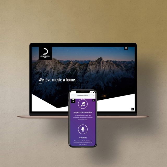 Homepage-Gestaltung für die Musikproduktion Dreamshelter