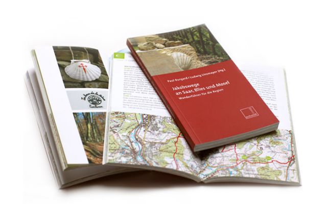 Gestaltung und Layout des Wanderführers und Buches über die Jakobswege an Saar Blies und Mosel