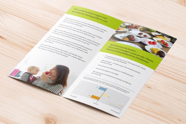 Gestaltung des Flyers für die Wirksensorik - Informationen zur Lebensmittelqualität und Lebensmittelwirkung