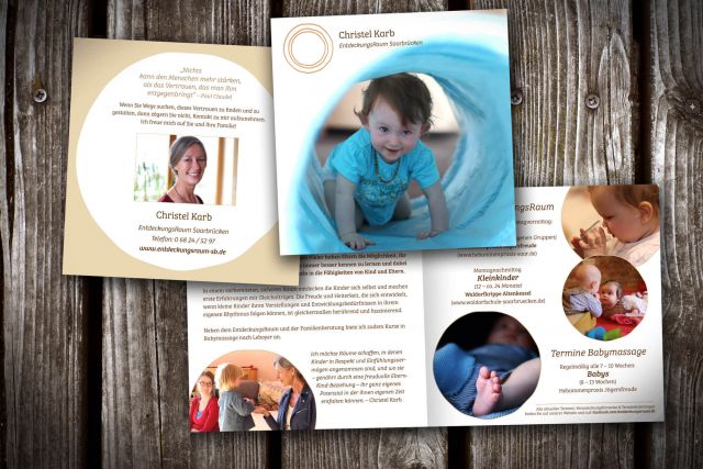 Flyergestaltung für Entdeckungsraum Saarbrücken Pädagogik von Emmi Pikler im Saarland