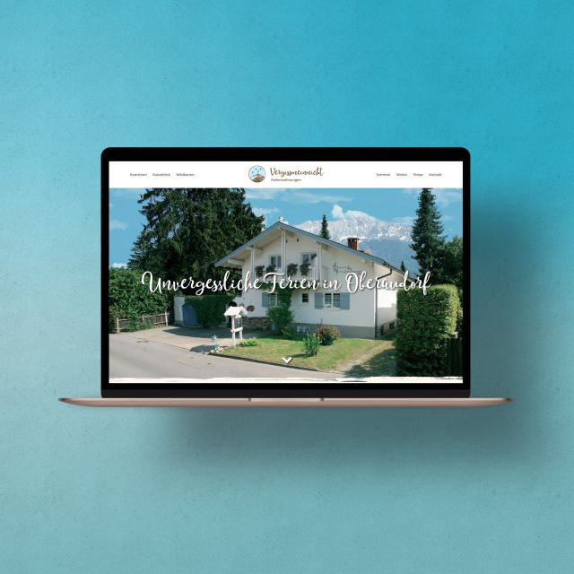 Homepage Design für Ferienwohnungen Vergissmeinnicht