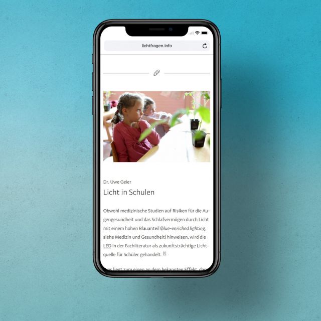 Responsive Webdesign einer Infoseite zum Thema Licht