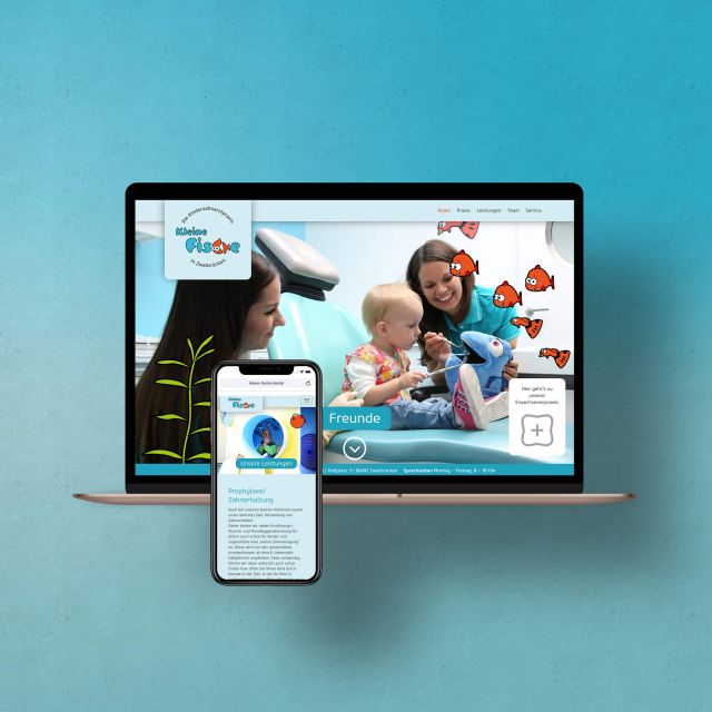 Homepage Gestaltung Design und Programmierung für eine Zahnarztpraxis für Kinder