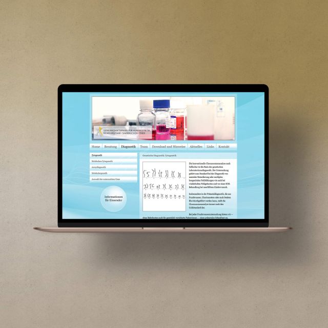 Gestaltung der Website für die Praxis für Genetik in Homburg im Saarland