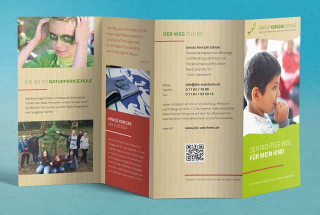 Flyergestaltung für die Janusz Korczak Schule in Welzheim