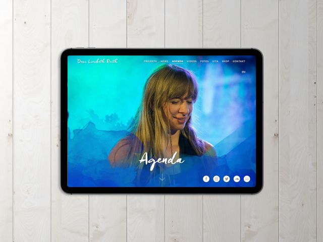 Gestaltung der Website für die Musikerin, Sängerin Devi Reith in Zürich