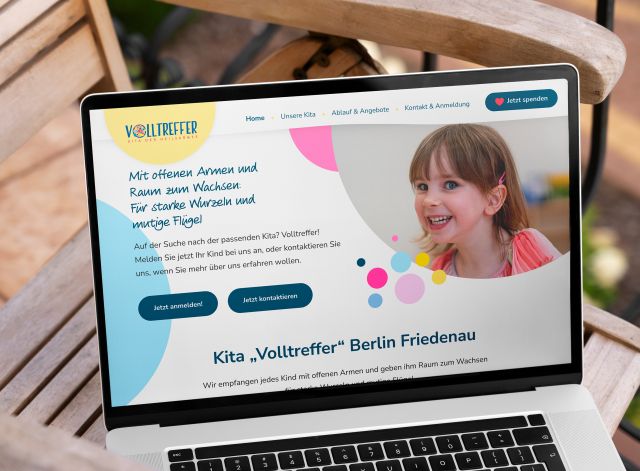Gestaltung der Internetseite für die Kita Volltreffer in Berlin