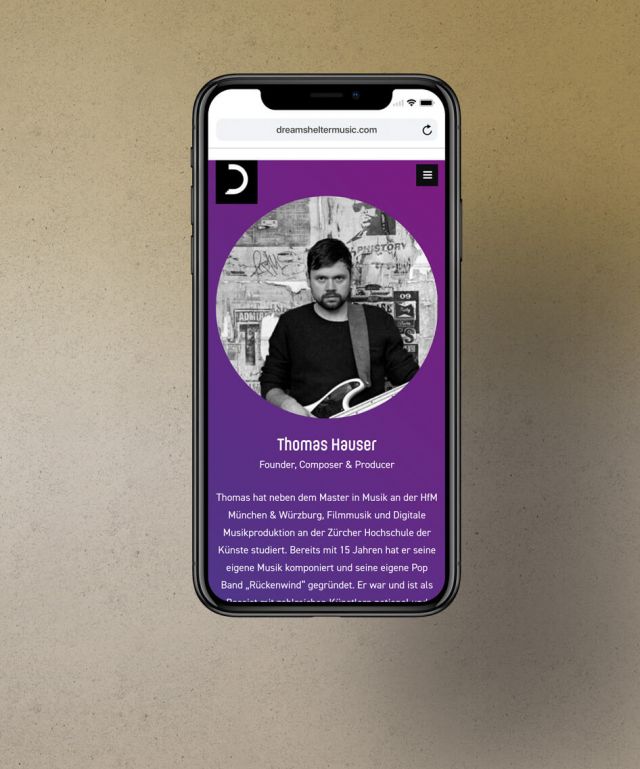 Websitegestaltung für die Musikproduktionsfirma Dreamshelter