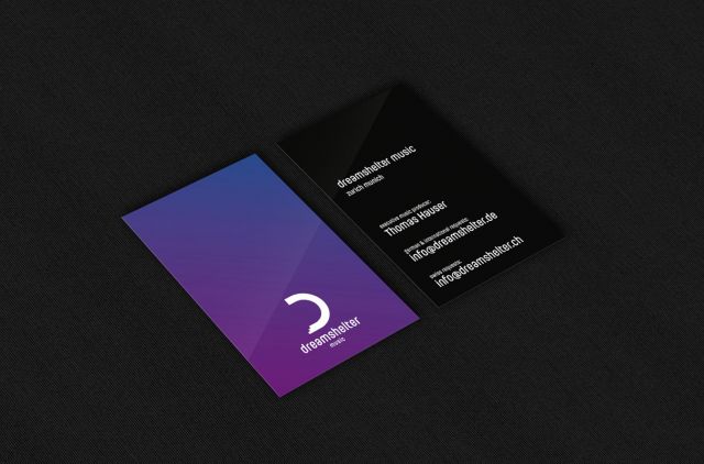Visitenkarten für die Musikproduktionsfirma Dreamshelter in Zürich