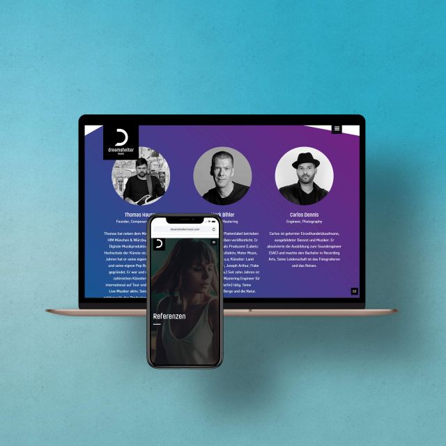 Webdesign für Dreamshelter Music Produktion Zürich Schweiz